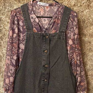 BUNDLE: Black Denim Button Jumper with Baby Doll Top